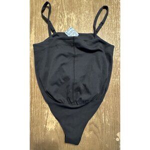 Free People Intimately Square Neck Tank Bodysuit Thong Ribbed Black Small